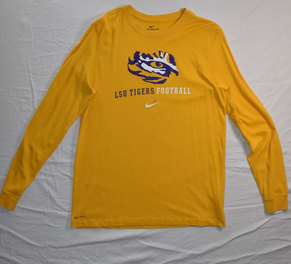 Nike LSU Tigers Dri-FIT Long Sleeve Gold T-Shirt Size L (1041)